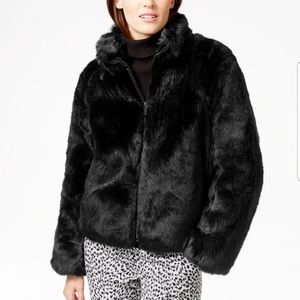 MK black faux fur coat